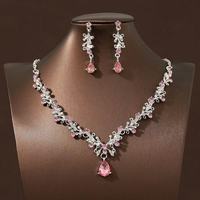 Parure de bijoux 2 pièces en alliage de zircon : collier et boucles d'oreilles – Accessoire élégant et sophistiqué pour tenue de soirée