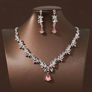 Conjunto de Joyería de 2 Piezas, Collar y Aretes de Aleación de Circonio, Accesorio Elegante y Sofisticado para Vestidos Formales - Product Image 4