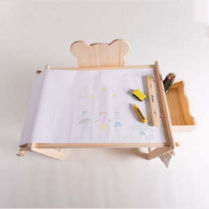 Chaise de bureau en bois de pin massif pour enfants, table multifonctionnelle en forme d'ours, hauteur réglable, moderne, pour chambre d'enfant - Product Image 3