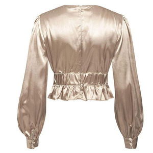 Personnalisé Femmes Tunique Chemise sexy V Cou Lanterne Manches volants Lâche Dames Blouse Tops - Product Image 5