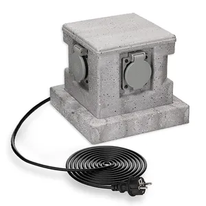 4-way Garden Socket in Stone Look Garden Decoration IP44 Waterproof Socket box