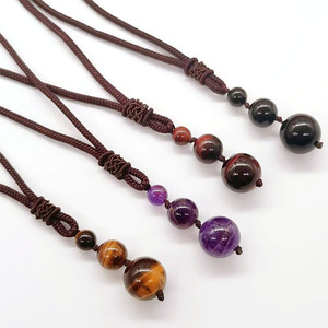 Pernyataan kalung tali dapat diatur, Kalung liontin <span class=keywords><strong>Amethyst</strong></span> alami 16mm mata harimau liontin kalung hadiah untuk wanita - Product Image 2