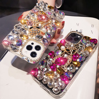 Accessoires mobiles : Coque de téléphone transparente anti-jaunissement effet diamant pour iPhone 17 16 Pro, étui rigide brillant avec pierres