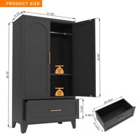 Armoire Moderne en Bois avec 1 Tiroir, Tringle à Vêtements, 2 Portes et Étagère – Durable et Écologique pour Chambre, Bureau, Hall d'Entrée, Maison d'Hôtes