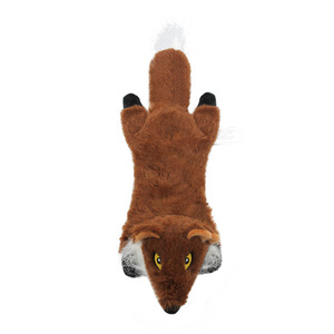 Juguetes chirriantes para perros sin relleno, paquete de juguetes de peluche para masticar con diseños de zorro, ardilla y lobo gris - Product Image 2
