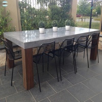 Ensemble de mobilier de jardin traditionnel en béton et ciment résistant à la corrosion, style décoratif moderne, table à manger, 6 pièces
