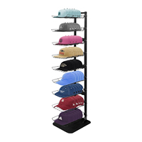 Étagères de magasin de vente au détail pour chapeaux personnalisés, présentoir à 9 niveaux, présentoir pour casquettes de baseball pour magasin de détail.