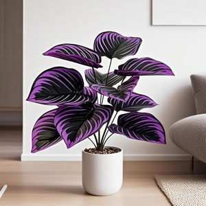 Plante artificielle violette en pot, décoration intérieure pour salon, verdure pour la maison - Product Image 1