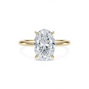 Anillo de Compromiso Solitario de Oro Amarillo de 14K con Diamante Cultivado en Laboratorio de 2.5 Quilates, Corte Esmeralda Brillante, Engaste de Garras, para Mujer, de Lujo - Product Image 3