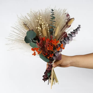 Valentine's Day Dried Flower Thanksgiving Day Babysbreath Eucalyptus <strong>Pampasgrass</strong> Mixed Dry Flower Bouquet CH106 - Product Image 5