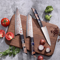 TI1 OEM 8 pouces Couteau de chef 67 couches VG10 Cuivre Damas Lame en acier Résine Manche en bois Couteau de cuisine ultra tranchant Couteau de chef