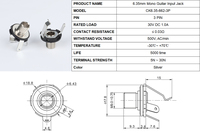 LianZhan Jack Audio CK6.35-662-3P 6.35mm, Input gitar Mono, bahan kontak Kuningan dudukan PCB dengan ketahanan 0.03