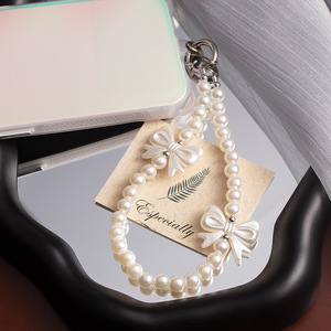 Correa de Teléfono Móvil de PVC con Perlas, Doble Hebilla Antipérdida, Cadena de Muñeca Corta, Cadena de Cuentas Simple y Elegante - Product Image 4