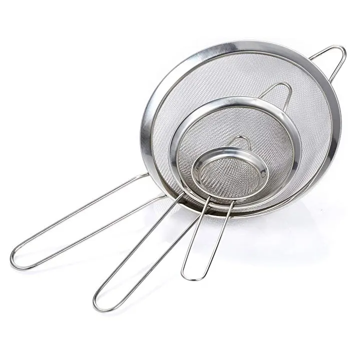 Stainless Steel Flour Sifter Sieve Stainless Steel Fine Tea Mesh Strainer Colander Wire Mesh Oil Filter Strainer