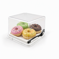 Boîte d'emballage alimentaire en blister carrée transparente de 4 pouces, jetable, de haute qualité, personnalisée, pour gâteaux et pains, contenants en PET, modèle DT-1052