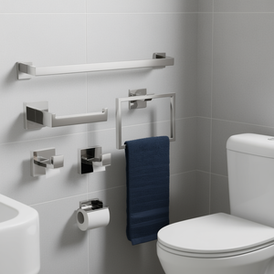 Juego de Accesorios de Baño de Acero Inoxidable para Montar en la Pared, 5 Piezas, Acabado Cromado Contemporáneo, Toallero, Portarrollos de Papel Higiénico - Product Image 2