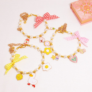 Collar para Mascotas con Lazo de Pato y Perlas, Accesorios de Dibujos Animados para Perros y Gatos - Product Image 2
