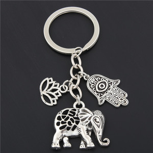 DIY Silver Hollowed Tribal Ethnic Keychains Yoga Bohemia <strong>Gift</strong> Key Holder Lotus Jewelry Hand <strong>Elephant</strong> Car Keyring <strong>for</strong> <strong>Women</strong> - Product Image 1