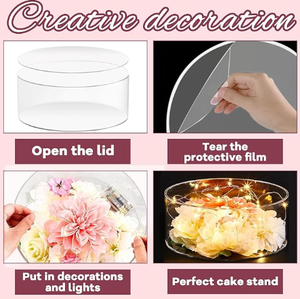 Just In Case 3PCS Soporte de acrílico transparente para pasteles Caja de pasteles rellenable Riser Cupcake Tier solo para exhibición - Product Image 2