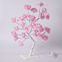 Fête décorations pour la maison fleur veilleuse arbre USB fée ornement 24 Led artificielle Rose fleur arbre lumière saint valentin cadeau