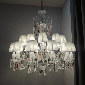 Candelabro de cristal cromado moderno personalizado para vestíbulo de hotel grande de lujo <span class=keywords><strong>Bacarat</strong></span> con instalación para colgar en el techo - Product Image 3