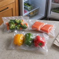 Film alimentaire en rouleau PAPE scellé, compatible congélateur, pré-découpé, transparent, sac d'emballage en nylon, sac sous vide pour légumes et produits frais