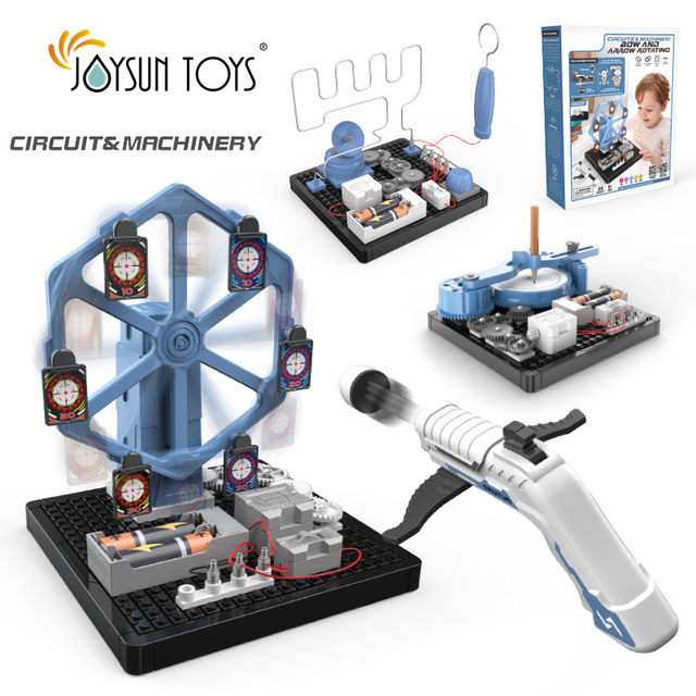 Electric Motor Robotic Science Kits for Kids Bow and Arrow Rotating Target DIY STEM Toys Kids Science Experiment Kits