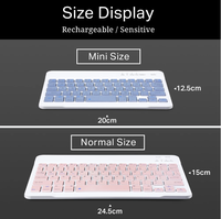 Keyboard BT Nirkabel Mini, Papan Ketik untuk Tablet Ponsel BT Keyboard dan Mouse untuk Xiaomi Android Spanyol Rusia