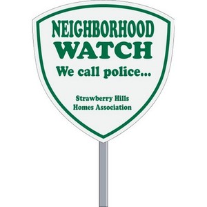 Custom Logo & Design Full Color Print Outdoor Waterproof Security Yard Sign with <b>White</b> Reflective Shield for Gardens & Lawns - Product Image 1