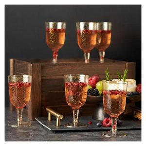 Copas <span class=keywords><strong>de</strong></span> Vino Desechables <span class=keywords><strong>de</strong></span> Plástico, Copas <span class=keywords><strong>de</strong></span> Champán con Purpurina Dorada, Copas <span class=keywords><strong>de</strong></span> Cóctel para Bodas, Fiestas <span class=keywords><strong>de</strong></span> Cumpleaños, Navidad - Product Image 4