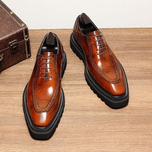 High-quality Men's Formal <b>Shoes</b> Genuine Leather Oxford Lace-Up <b>Shoes</b> with Thick Sole <b>Height</b> <b>Increasing</b> Breathable & Waterproof - Product Image 1