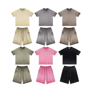 T-shirts pour hommes en coton 250 g/m², coupe ajustée personnalisée, effet oversize, délavé à l'acide, coupé-cousu, délavé à la pierre, noir uni, délavé vintage - Product Image 3