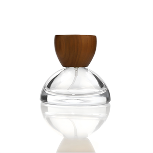 Flacone di Profumo in Vetro Trasparente a Forma di Pupazzo di Neve Semicircolare HF da 30ml 100ml con Pompa Spray Serigrafata e Tappo Grande in Legno per Diffusore a <span class=keywords><strong>Bastoncini</strong></span> - Product Image 5