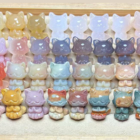 Vente en gros de mini-sculptures de chat et de mouton en jade d'Alashan, pierres semi-précieuses polies, artisanat animalier en cristal pour la guérison