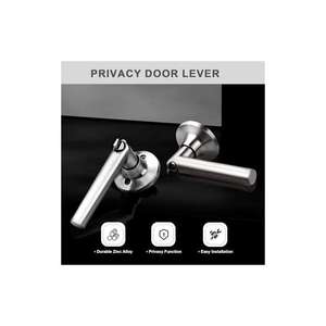 Set di 10 Maniglie per Porte con Serratura in Lega di Zinco, Finitura Nichel Spazzolato, per Camere da Letto e Bagni, Reversibili - Product Image 2