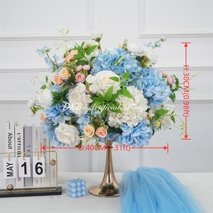 Factory-customized High Quality Wholesale Wedding Decoration <b>Artificial</b> Silk White blue <b>Flower</b> Ball Centerpieces - Product Image 2