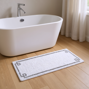 Alfombra de baño de algodón con mechones, rectangular, 24x72, diseño minimalista premium para baño - Product Image 2