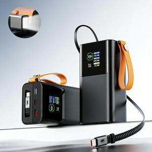 <span class=keywords><strong>Chargeur</strong></span> de batterie <span class=keywords><strong>portable</strong></span> rapide PD 165W 30000mAh avec câble USB-C intégré, batterie externe pour <span class=keywords><strong>Macbook</strong></span> et téléphone avec lumière LED et cordon - Product Image 4