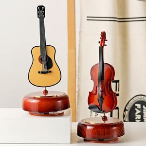 Witt, guitarra de viento clásica, violín, caja de música giratoria, caja de música, estudio en casa, decoración de porche, regalos creativos de vacaciones - Product Image 3