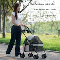 Poussette pliable légère en métal pour animaux de compagnie, style poussoir manuel, pour usage extérieur, transporteur pour chats et chiens de petite taille, export transfrontalier Shandong