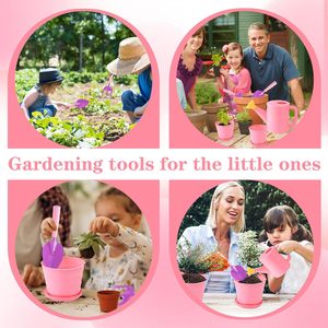 Pink Kids <strong>Gardening</strong> Tools Set Toy Kit with Rake, Shovel, Trowel, Watering Can, <strong>Gloves</strong>, Handbag, Flower Pot &amp; DIY Bookmarks - Product Image 5