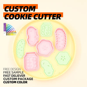 Cornichons série 3D dessin animé Biscuit moule en plastique bricolage <span class=keywords><strong>emporte</strong></span>-pièces pour tranche de concombre imprimé Biscuit bouteille outils de bricolage - Product Image 3