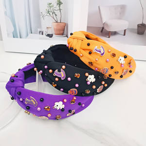 ربطات رأس للبيع بالجملة في الهالوين إكسسوارات شعر الخفافيش الأبيض والأسود الإبداعية شخصية النمط الداكن لعطلة الحفلات - Product Image 2