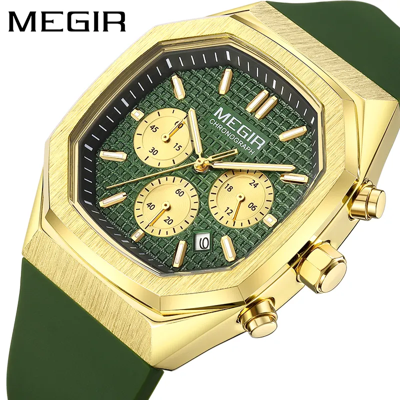 MEGIR 2215 New Square Silicone Men's Wristwatch Clock Colorful Sport Watch For Men Analog Quartz Watches Custom LOGO Factory