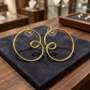 Pendientes de Aro de Latón Chapado en Oro Hechos a Mano, Joyería Clásica Unisex de Moda - Product Image 1