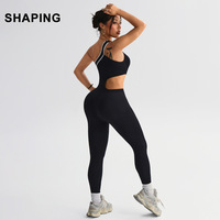 Combinaison de fitness et yoga pour femme, style Pilates, color block, asymétrique à une épaule, avec découpes à la taille, jambe longue, tenue de sport