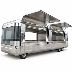 Remorque de camion-restaurant en acier inoxydable 5,8 m style Airstream rétro avec barbecue et évier pour lavage des mains pour utilisation en extérieur - Product Image 6