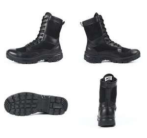 Bottes de combat tactiques noires mi-montantes en cuir pour homme DFS01, idéales pour l'extérieur, la randonnée et l'entraînement, avec embout de sécurité en acier - Product Image 6