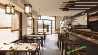Restaurant japonais classique Plan intérieur Aisan Izakaya Bar Concept de mise en page Bistro japonais moderne Ensemble de restaurant en vente