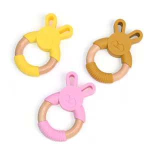 Wood & Silicone Rabbit Teether Animal Series Teether